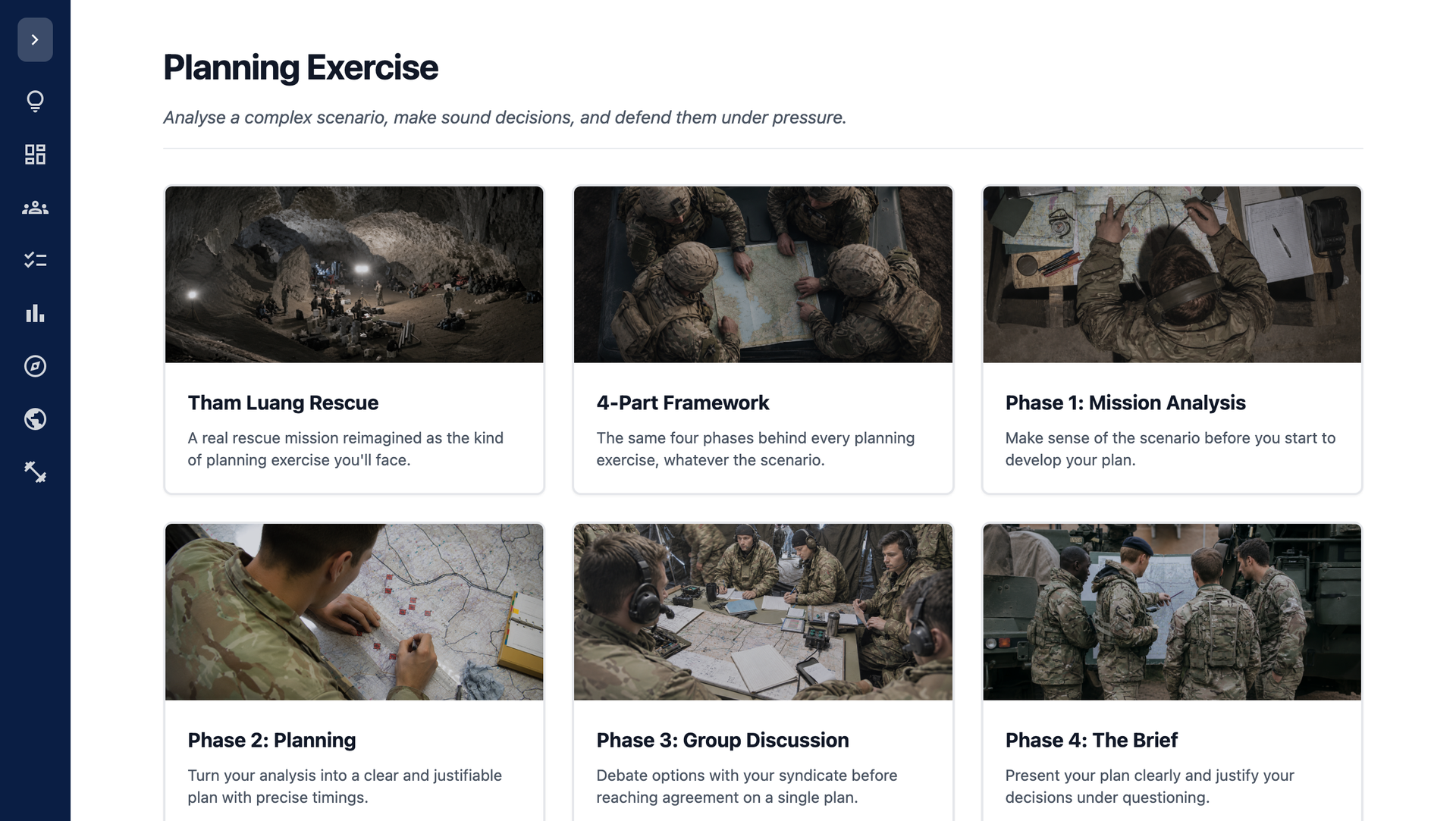 Planning Exercise module preview